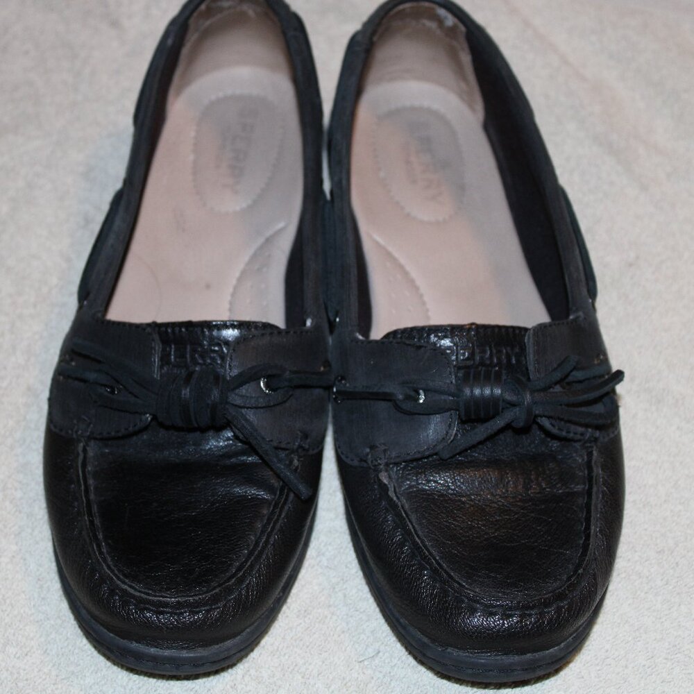 Women's Sperry Shoes Black Leather Size 8.5